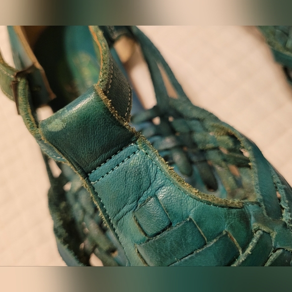 Vintage 70s Devon park mexican teal huaraches | size 9 - Picture 8 of 8
